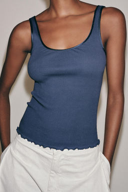 CAMISETA RIB TIRANTES ALGOD?N / Azul - Zara фото 2