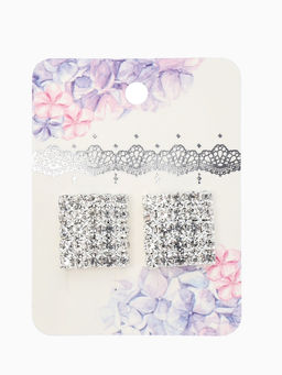 Цена за 2 шт. Серьги со стразами "Квадрат" 15*15мм, цвет белый в серебре