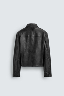 CAZADORA CROPPED FIT PIEL / Negro - Zara фото 8