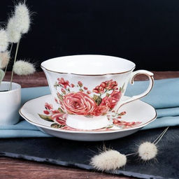 Чайный набор 2 предмета 250 мл на ножке / RS/12-FY163011P /уп 6/ уп 48/ Костяной фарфор / Чайная роза - Галеонтрейд фото 3