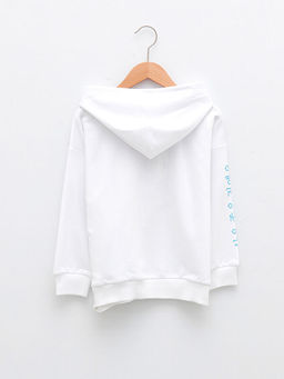 Kap??onlu Bask?l? Uzun Kollu K?z ?ocuk Sweatshirt - Waikiki фото 2