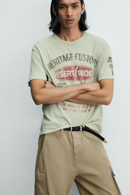 CAMISETA PUNTO ESTAMPADOS LAVADOS / Verde agua