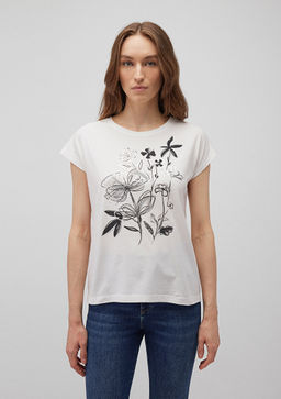 Cicek Bask?l? Beyaz Tisort - Mavi фото 3