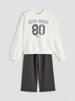 Bisiklet Yaka K?z ?ocuk Sweatshirt ve Pantolon