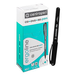 Цена за 10 шт. Маркер для CD/DVD, Centropen 4606, диаметр узла 2.5 мм, линия 1 мм, чёрный