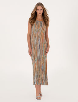 Turuncu A Kesim Triko Elbise