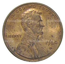 Монета 1 цент 1984 года D США