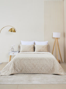 Набор покрывало и чехлы на подушку - Кристалл, цвет кремовый 200х220