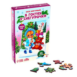 Пазл фигурный Новый год! В гостях у Снегурочки, 45 деталей