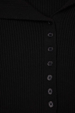 Siyah Merserize Gorunumlu Premium Iplik/Ozel Iplik Fitted/Vucudu Saran Triko H?rka TWOAW25HI00254