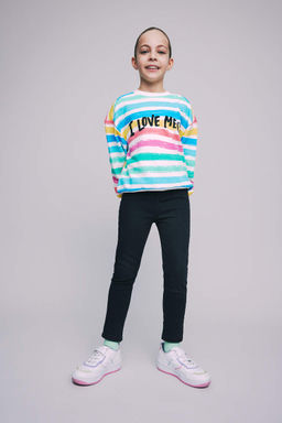 Джинсовые брюки скинни для девочек с эластичной окантовкой