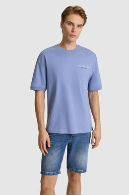 Erkek _ndigo Comfort Fit Bisiklet Yaka Ti__rt