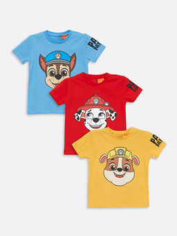 Bisiklet Yaka K?sa Kollu Paw Patrol Bask?l? Erkek Bebek Ti??rt 3l?