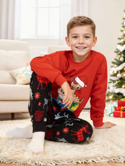 Пижама детская красная/черная олень ПЖ-1818 (110, 60)