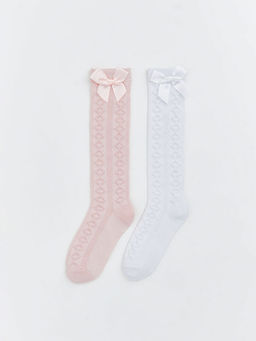 Fiyonk Detayl? K?z ?ocuk Diz Alt? ?orap 2li