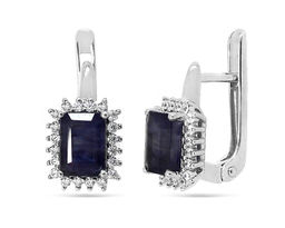 Серьги из серебра сапфир корунд, SL-RIC73
