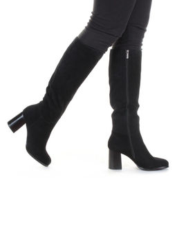 02-K83-B1 BLACK Сапоги зимние женские (натуральная замша, натуральный мех (евромех))