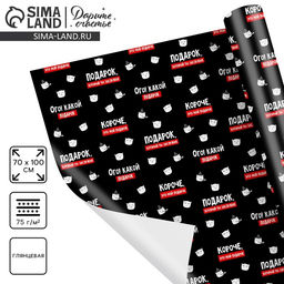 Цена за 2 шт. Бумага упаковочная глянцевая «Подарок, который ты заслужил», 1 лист, 70 х 100 см