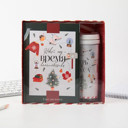Подарочный набор новогодний, ежедневник А5, 80 листов, термостакан 350 мл С Новым годом - Artfox фото 2