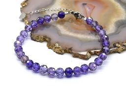 Браслет из фианитов шарик гр.6мм цв.фиолетовый, 18см