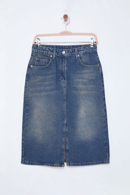 TRENDYOLMILLA Mavi Y?rtmacl? Midi Denim Etek TWOSS25ET00022  фото 7
