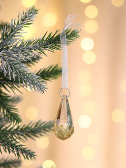 Цена за 2 шт. Ёлочные игрушки 3 шт. Зимнее волшебство. Льдинка капельки грани, 4.52.5 см, прозрачно-золотой  фото 8