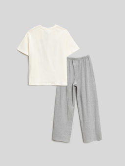 ACOOLA / Набор для девочек ((1)футболка и (2)брюки) Cinnamon белый  фото 2