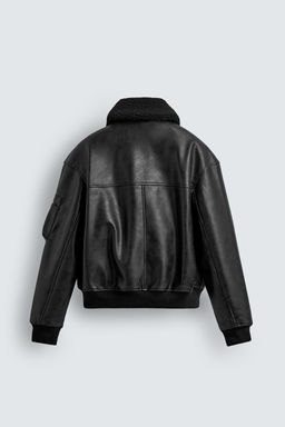 CAZADORA EFECTO PIEL CUELLO DESMONTABLE / Negro - Zara фото 8