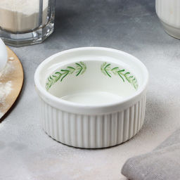 Рамекин керамический «Листья», 9.5×4.5 см, 200 мл, цвет белый