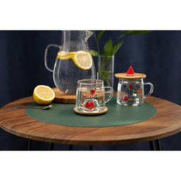 Кружка «Арбузик», 300 мл, с деревянной крышкой, стекло, прозрачная