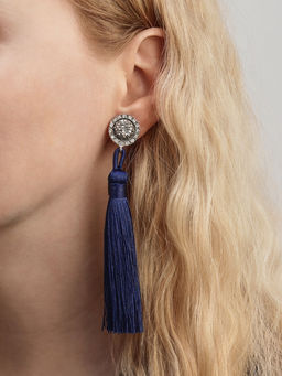 Клипсы для ушей QF Кисти, цвет синий, L кисти 7 см