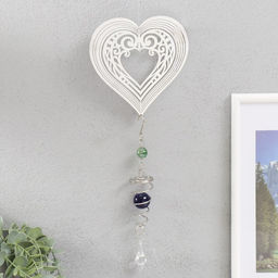 Музыка ветра Ветряной колокольчик и ажурное сердце, металл, с бусиной, 13.5?13.5?31 см