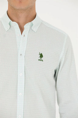 U. S. Polo Assn / Мужская зеленая рубашка с длинным рукавом - U.s. polo assn фото 7