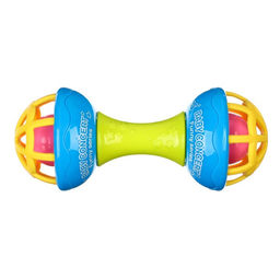 Погремушка с прорезывателем Крошка Я «Гантелька яркая», с эластичными элементами, от 3 мес.