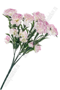 Веточка декоративная "Гвоздика" 40 см (SF-7873) белый/сиреневый