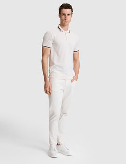 Ekru Slim Fit D__meli Polo Yaka Ti__rt