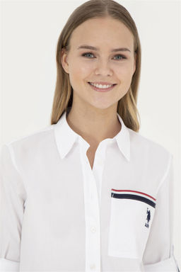 Женская белая рубашка с длинным рукавом - U.s. polo assn фото 2