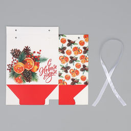 Цена за 5 шт. Коробка для сладостей «С Новым годом!», апельсины, 10×18×14 см