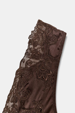 ZW COLLECTION SATIN BODYSUIT WITH LACE TRIM - Zara фото 8