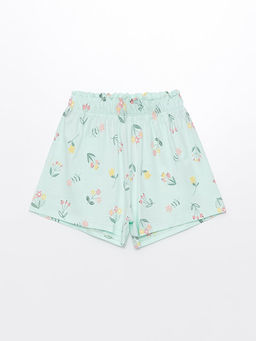 Beli Lastikli ?i?ekli K?z ?ocuk Pijama ?ort