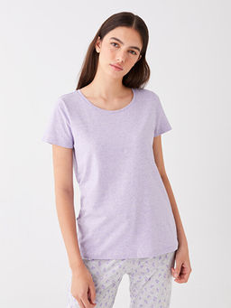 Bisiklet Yaka Desenli K?sa Kollu Kad?n Pijama Tak?m?