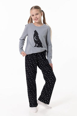 Пижама футболка с длинным рукавом и брюки М225116Псч серый/черный - Елена фото 10