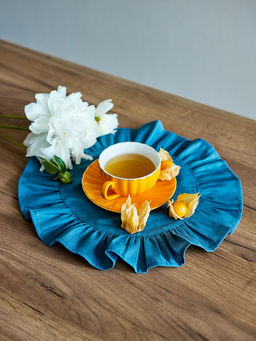 Набор салфеток «Этель», 36×36 см - 2 шт., тёмно-бирюзовый, лён 48%, хлопок 52%, 206 г/м²