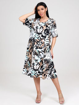 874 ПЛАТЬЕ ЖЕНСКОЕ (Черный/бежевый)