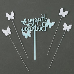 Набор для украшения С днем рождения бабочки, набор 4 шт, цвет голубой - Страна карнавалия фото 3