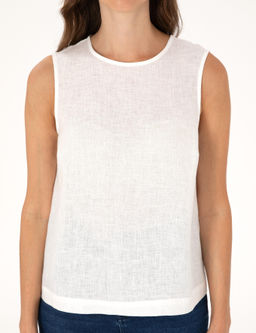 Beyaz Regular Fit Keten Bluz