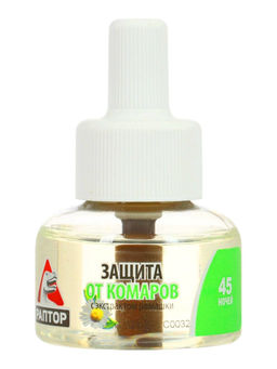 Дополнительный флакон-жидкость от комаров Раптор, с экстрактом ромашки, 45 ночей
