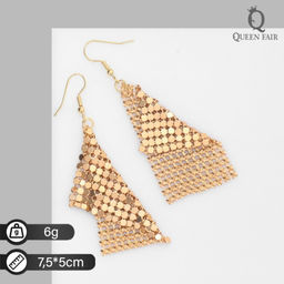 Серьги висячие Ромб диско, цвет золото, 7,5см