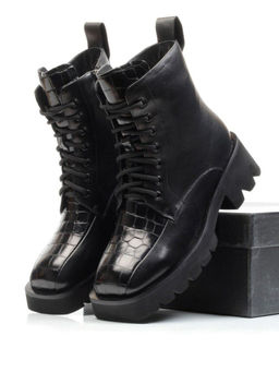01-CG34-1 BLACK Ботинки демисезонные женские (натуральная кожа, байка)