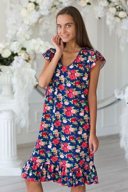 Платье женское из кулирки Элиза красные розы - Амадэль фото 4